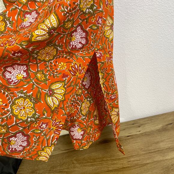 dRa Los Angeles Floral Dress Womens Small Orange 3/4 Sleeve Button Boho Cotton - Picture 11 of 11
